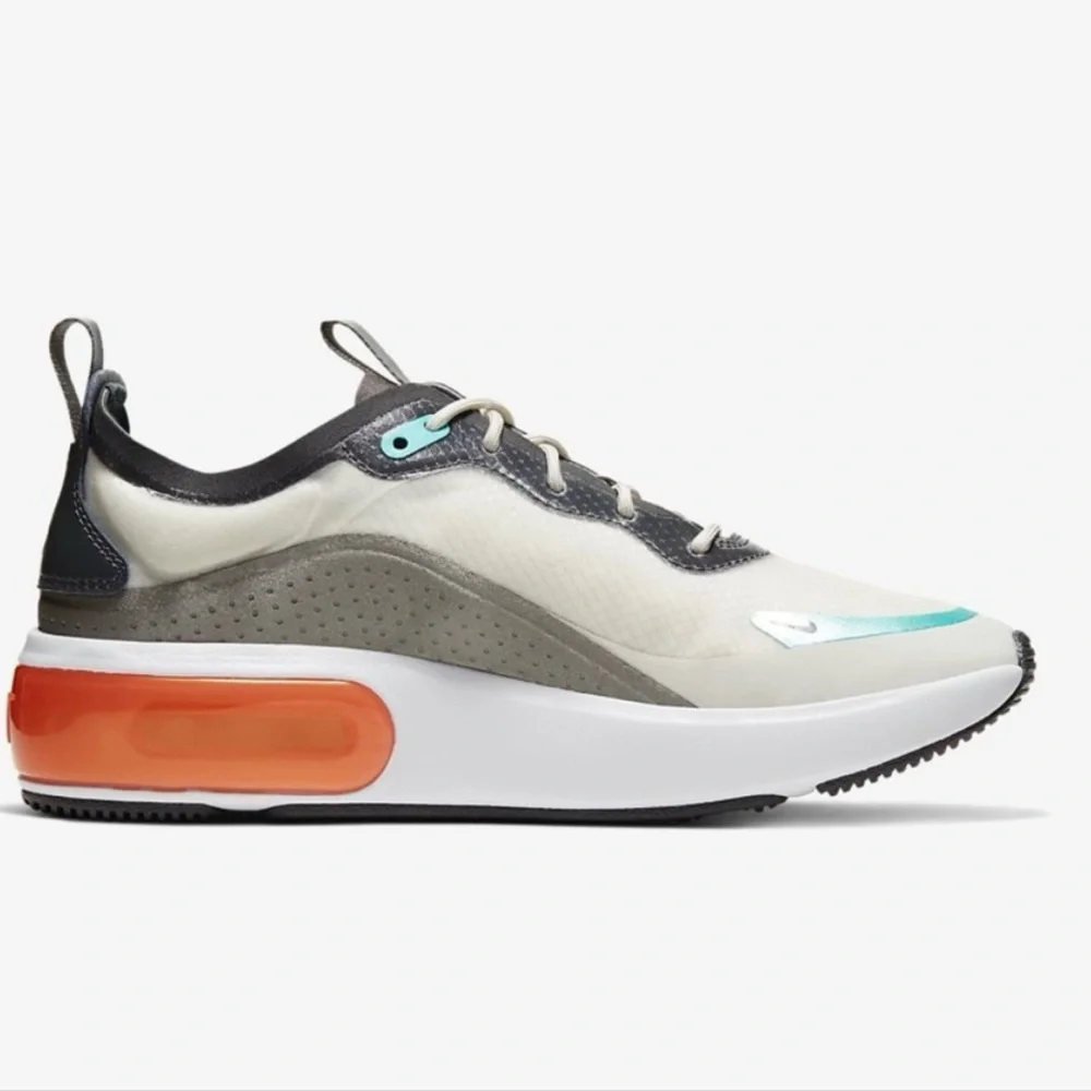Nike Women’s White and Black Air Max Platform Sneakers with Orange Accent